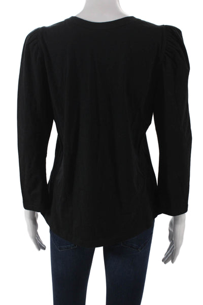 ALC Women Basic Cotton Crew Neck 3/4 Sleeve Black T-Shirt Size M