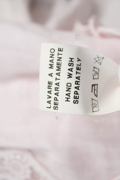 Temptation Women Pink Off Shoulder Geometric Cotton Blouse 3/4 Sleeve Size L