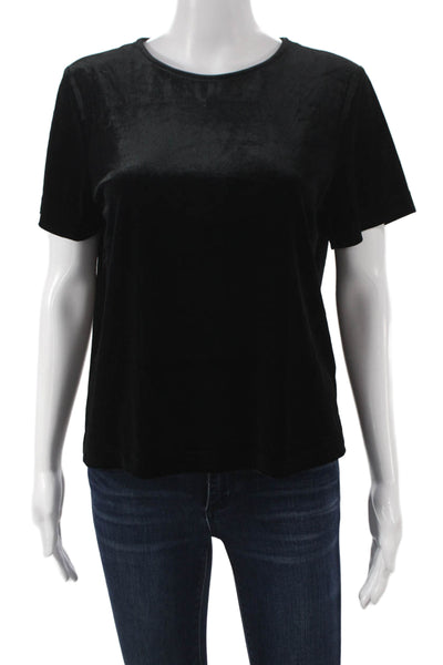 Banana Republic Women Basic T-Shirt Black Polyester Short Sleeve Size M