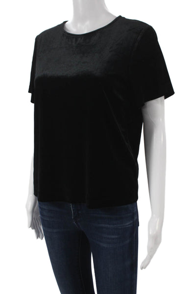 Banana Republic Women Basic T-Shirt Black Polyester Short Sleeve Size M