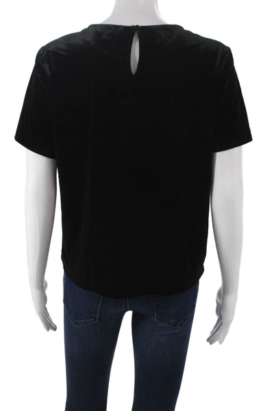Banana Republic Women Basic T-Shirt Black Polyester Short Sleeve Size M