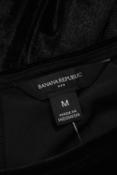 Banana Republic Women Basic T-Shirt Black Polyester Short Sleeve Size M