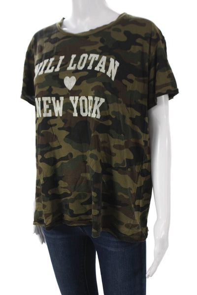 Nili Lotan Womens Multicolor Camouflage Cotton Basic T-Shirt Crew Neck Size M