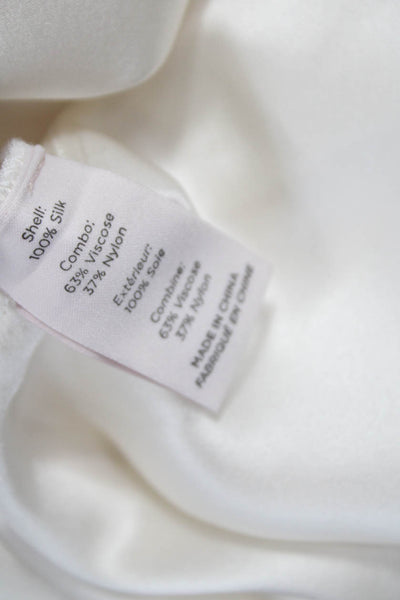 Cinq A Sept Womens Basic Silk Sleeveless Round Neck Blouse Ivory Size M