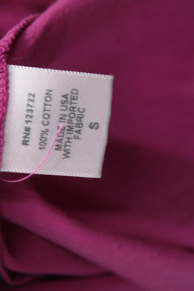 Xirena Womens Basic Collared Short Sleeve Button Up Pink Cotton Top Size S