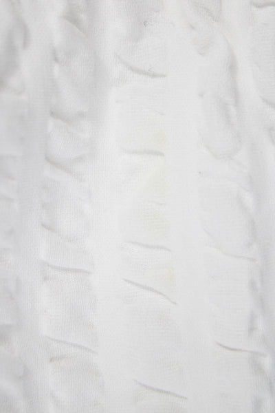 0039 Italy Womens White Geometric Cotton Shift Dress Sleeveless Size M