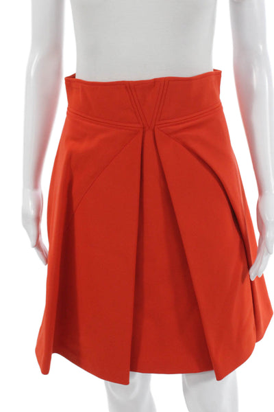 Zac Posen Womens Button Down Jacket Pleated A Line Skirt Set Orange Size 6