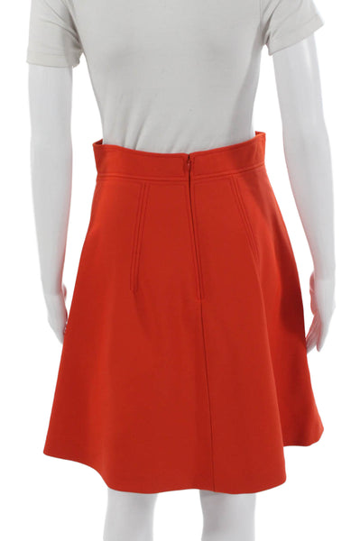 Zac Posen Womens Button Down Jacket Pleated A Line Skirt Set Orange Size 6