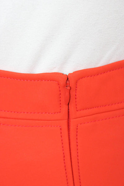 Zac Posen Womens Button Down Jacket Pleated A Line Skirt Set Orange Size 6