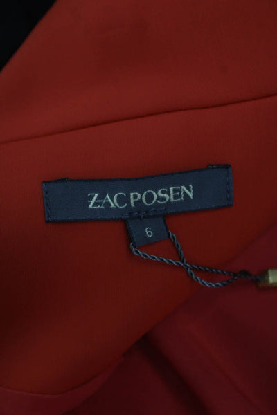 Zac Posen Womens Button Down Jacket Pleated A Line Skirt Set Orange Size 6