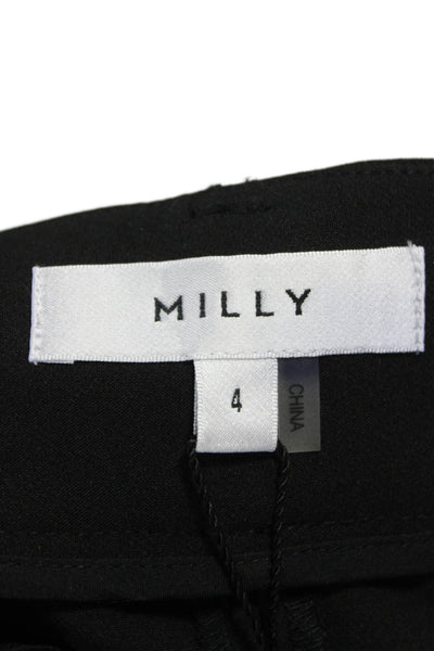 Milly Womens Ankle Pants Black Zip 97% Polyester Size 4