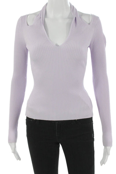 A.L.C. Womens Halter Long Sleeve Viscose Basic Blouse Purple Size S