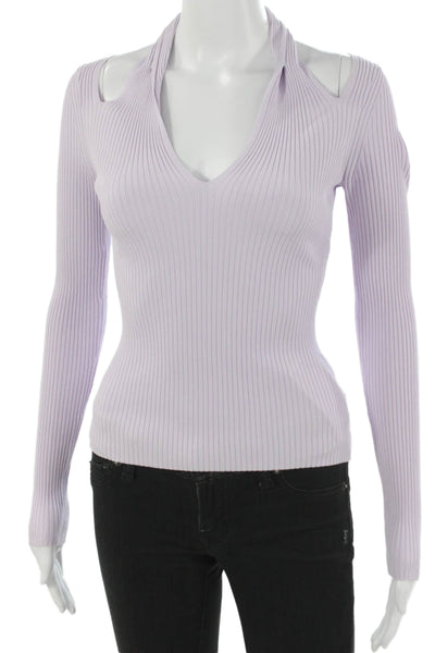 A.L.C. Womens Halter Long Sleeve Viscose Basic Blouse Purple Size S