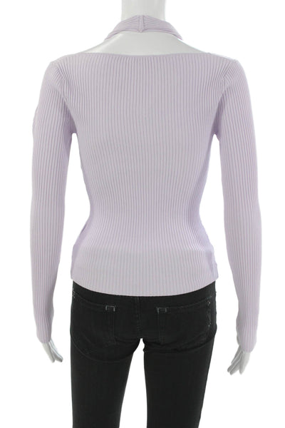 A.L.C. Womens Halter Long Sleeve Viscose Basic Blouse Purple Size S