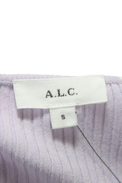 A.L.C. Womens Halter Long Sleeve Viscose Basic Blouse Purple Size S