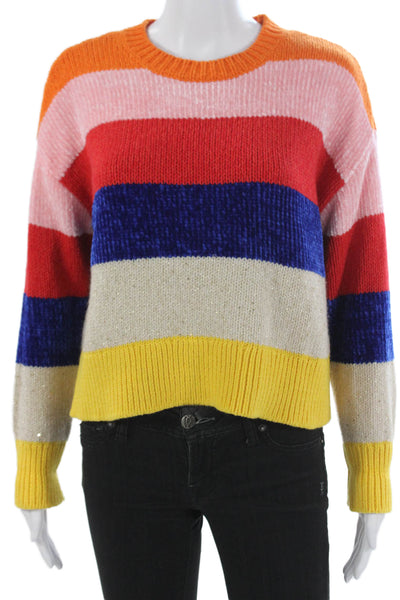 Alice + Olivia Womens Multicolor Striped Pullover Sweater Crew Neck Size XS