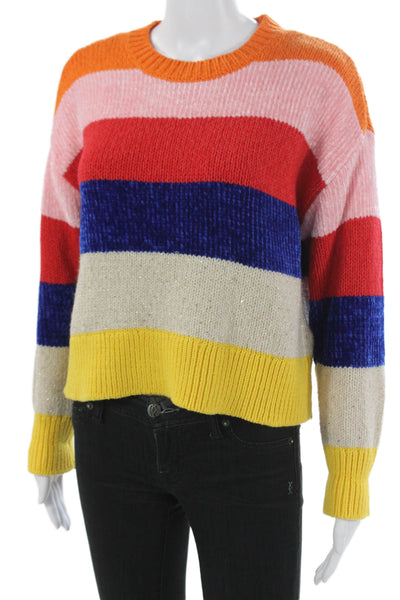 Alice + Olivia Womens Multicolor Striped Pullover Sweater Crew Neck Size XS