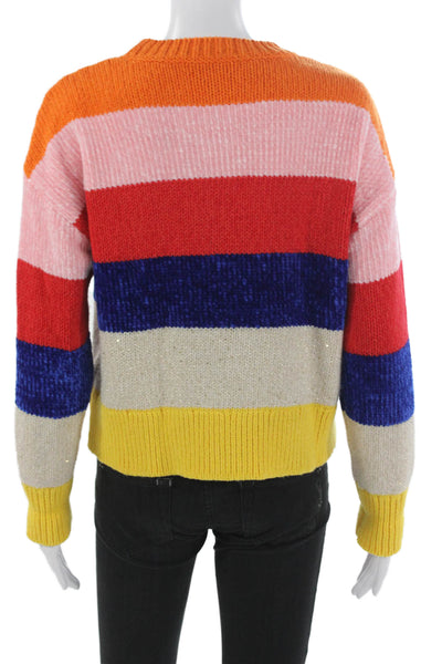 Alice + Olivia Womens Multicolor Striped Pullover Sweater Crew Neck Size XS