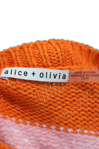 Alice + Olivia Womens Multicolor Striped Pullover Sweater Crew Neck Size XS