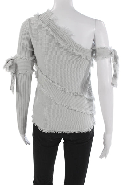Jonathan Simkhai Women One Shoulder Long Sleeve Pullover Sweater Gray Size S
