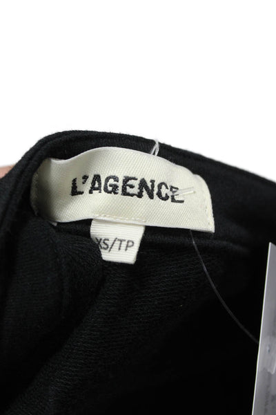 L'Agence Womens Pullover T-Shirt Black V-Neck Long Sleeve Size XS