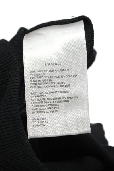 L'Agence Womens Pullover T-Shirt Black V-Neck Long Sleeve Size XS
