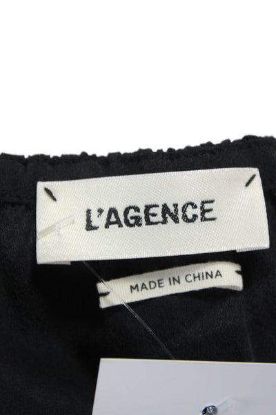 L'Agence Womens Black Silk Off Shoulder Blouse 3/4 Sleeve Size S