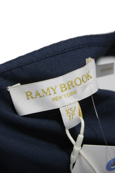 Ramy Brook Womens Cropped V Neck Cotton Tank Blue Size XS