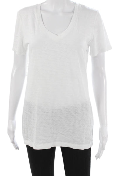 Rag & Bone Jean Women Basic White V-Neck Cotton T-Shirt Short Sleeve Size S