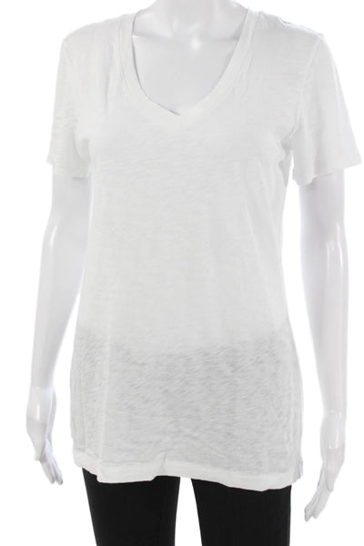 Rag & Bone Jean Women Basic White V-Neck Cotton T-Shirt Short Sleeve Size S