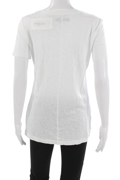Rag & Bone Jean Women Basic White V-Neck Cotton T-Shirt Short Sleeve Size S