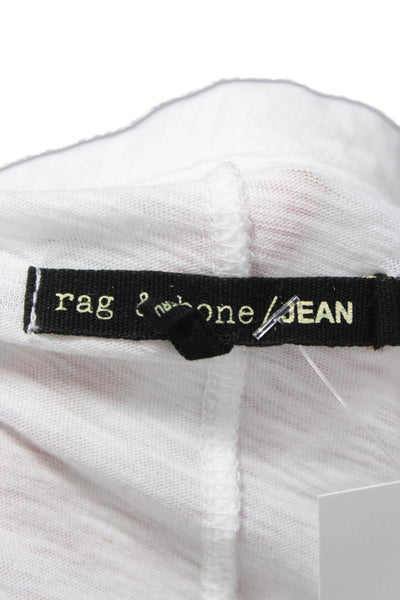 Rag & Bone Jean Women Basic White V-Neck Cotton T-Shirt Short Sleeve Size S