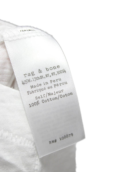Rag & Bone Jean Women Basic White V-Neck Cotton T-Shirt Short Sleeve Size S