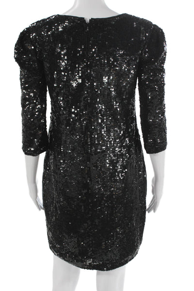 L'Agence Womens Black Shift Dress 3/4 Sleeve Round Neck Size 4