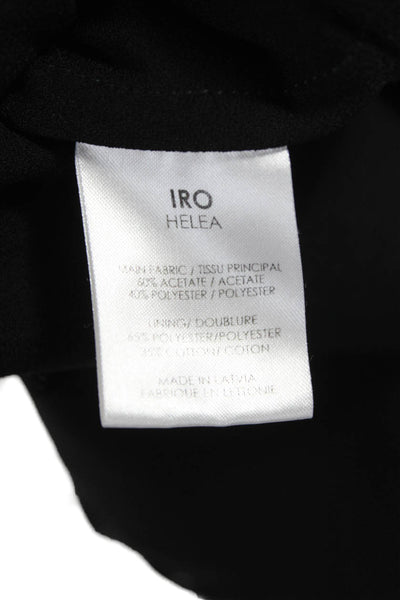 IRO Women Romper Black Collared Short Sleeve Knee Length Acetate Size 38