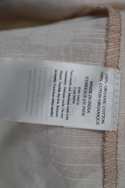 Faherty Women Sundress Beige Square Neck Short Sleeve Cotton Size S