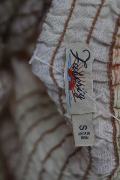 Faherty Women Sundress Beige Square Neck Short Sleeve Cotton Size S