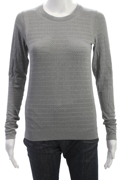 Lululemon Women Silk Pullover Top Gray Crew Neck Long Sleeve Casual Size 4