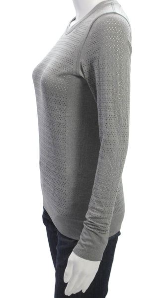 Lululemon Women Silk Pullover Top Gray Crew Neck Long Sleeve Casual Size 4