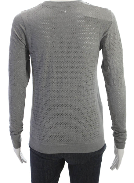 Lululemon Women Silk Pullover Top Gray Crew Neck Long Sleeve Casual Size 4