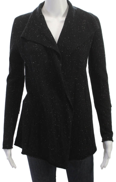 C by Bloomingdales Women Cashmere Collared Cardigan Black Long Sleeve Size XS