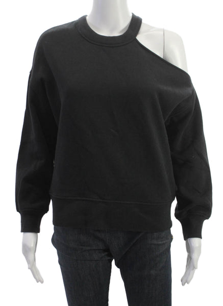 Rails Womens One Shoulder Pullover Black Cotton Long Sleeve Size XS