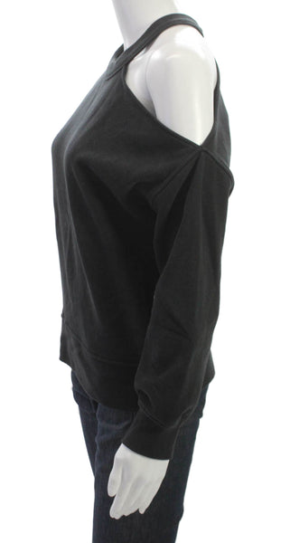Rails Womens One Shoulder Pullover Black Cotton Long Sleeve Size XS