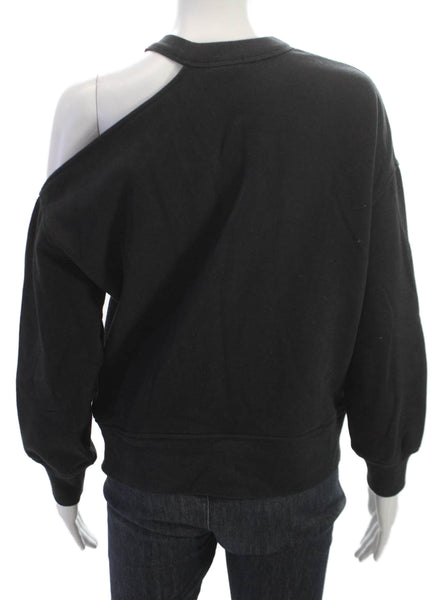 Rails Womens One Shoulder Pullover Black Cotton Long Sleeve Size XS