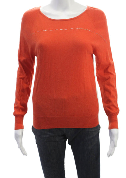 Dries Van Noten Womens Orange Rayon Scoop Neck Pullover Long Sleeve Size M