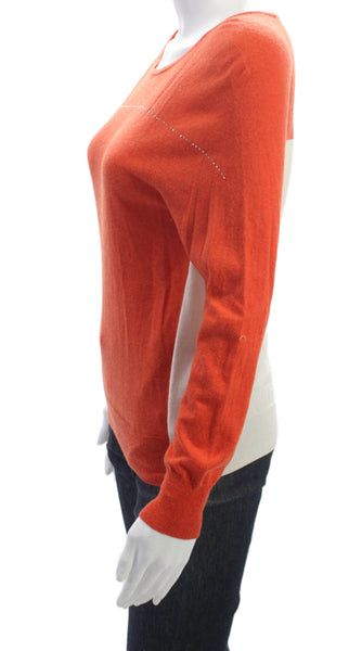 Dries Van Noten Womens Orange Rayon Scoop Neck Pullover Long Sleeve Size M