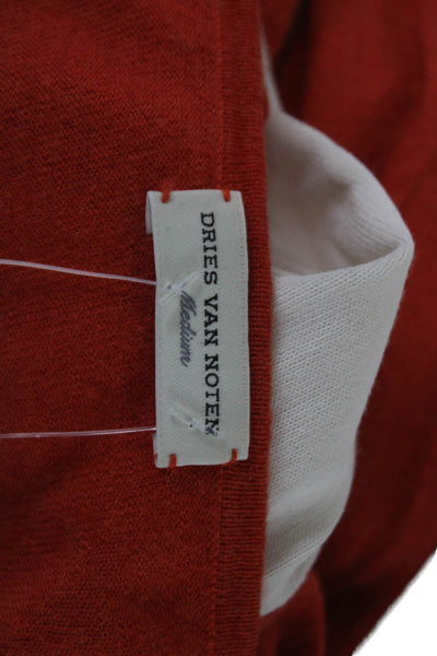 Dries Van Noten Womens Orange Rayon Scoop Neck Pullover Long Sleeve Size M