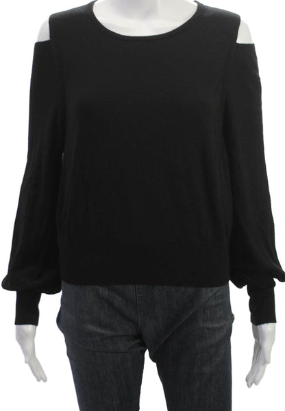 Vince Womens Black Merino Wool Pullover Long Sleeve Round Neck Size L