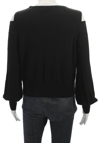 Vince Womens Black Merino Wool Pullover Long Sleeve Round Neck Size L