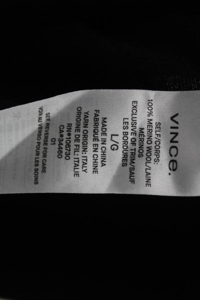 Vince Womens Black Merino Wool Pullover Long Sleeve Round Neck Size L